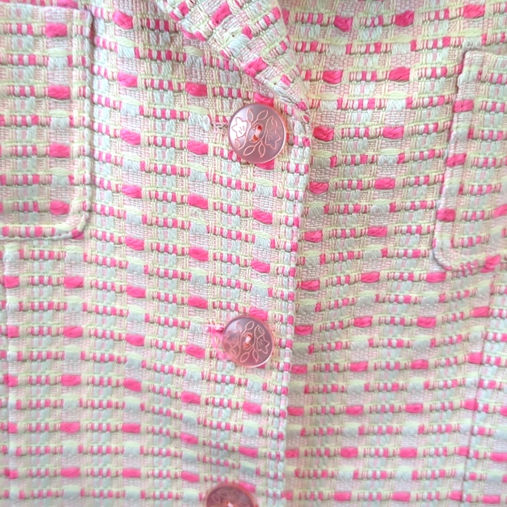 Vintage, J. G. Hook, Pink And Cream Tweed Two Piece Power Suit. Size 14 - Picture 4 of 13